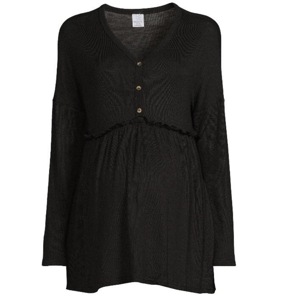 Time and Tru Womens Maternity Henley Babydoll Small 4-6 New with Tags Black Soft